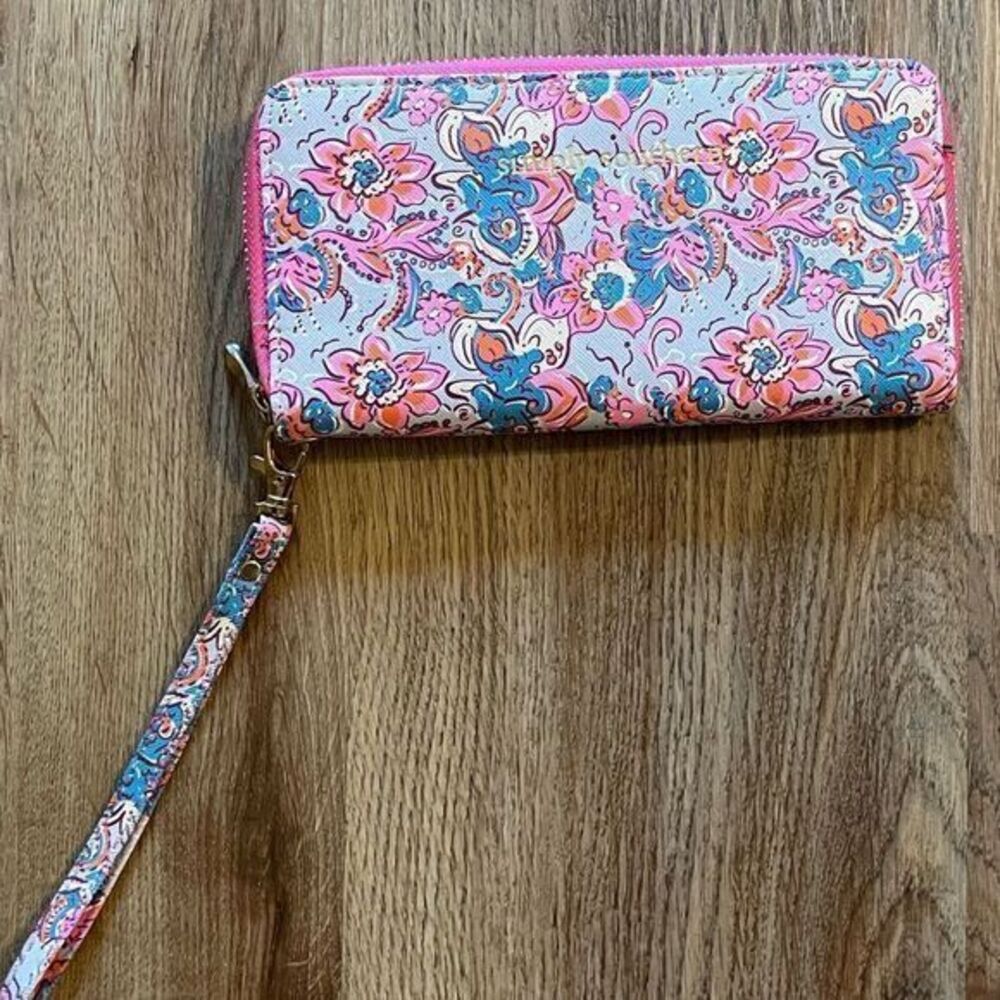 Simply‎ Southern Women's Wristlet Wallet Floral Pink Blue One Size